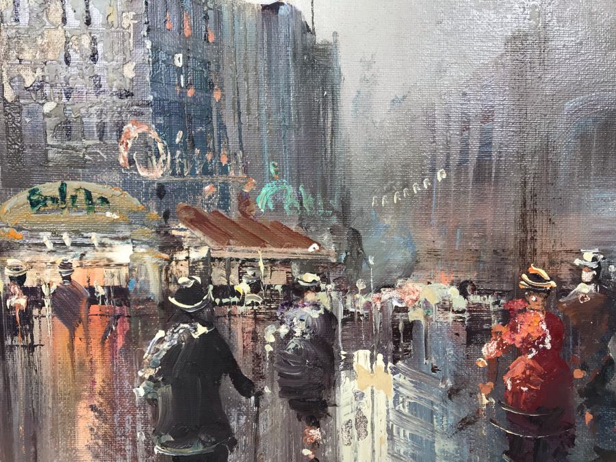 Original Oil Painting On Canvas Of Parisian Street Scene Signed Tesfaye - Needs To Be Reframed 26 X 19 - LJE [Photo 9]