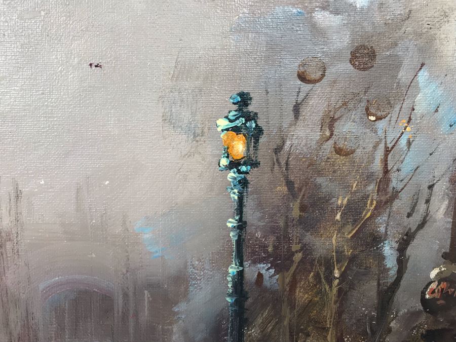 Original Oil Painting On Canvas Of Parisian Street Scene Signed Tesfaye - Needs To Be Reframed 26 X 19 - LJE [Photo 7]