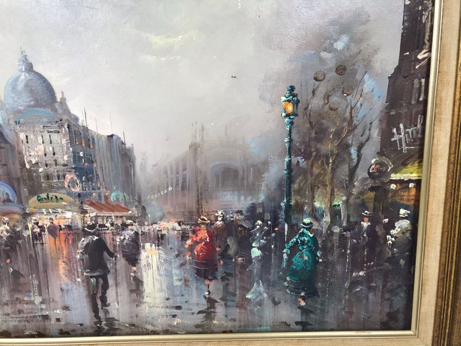 Original Oil Painting On Canvas Of Parisian Street Scene Signed Tesfaye - Needs To Be Reframed 26 X 19 - LJE [Photo 6]