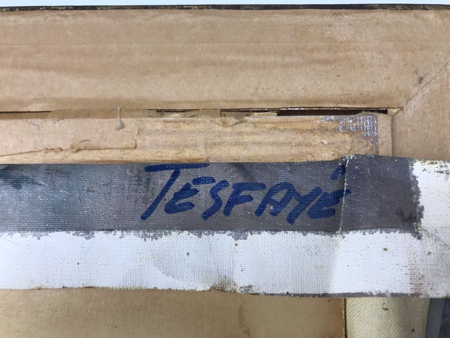 Original Oil Painting On Canvas Of Parisian Street Scene Signed Tesfaye - Needs To Be Reframed 26 X 19 - LJE [Photo 11]