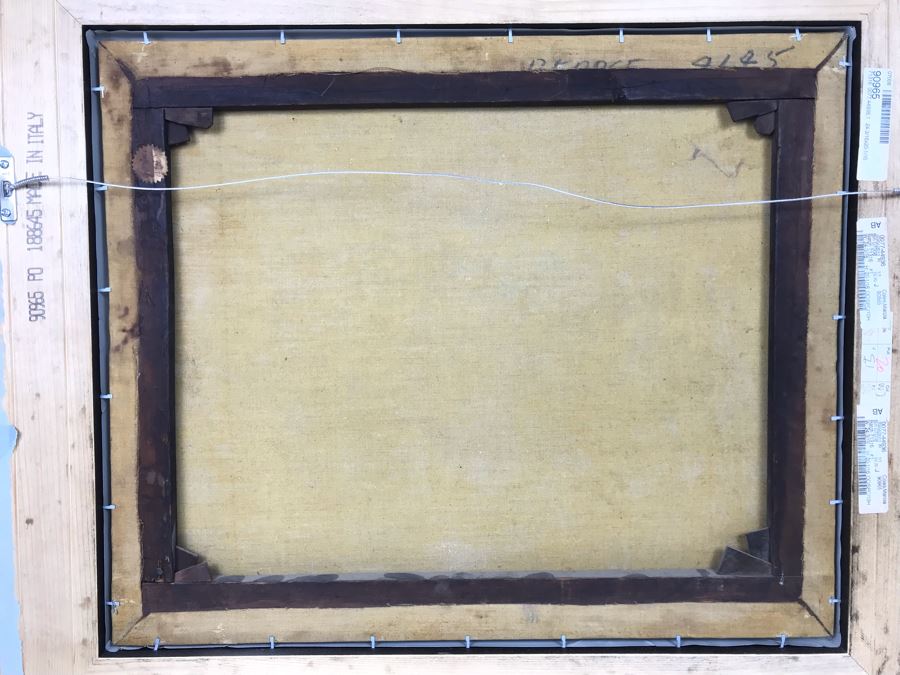 Old Signed Original Painting Of Canal Scene With A. Pierce Label On Back In Wooden Italian Frame - LJE [Photo 11]