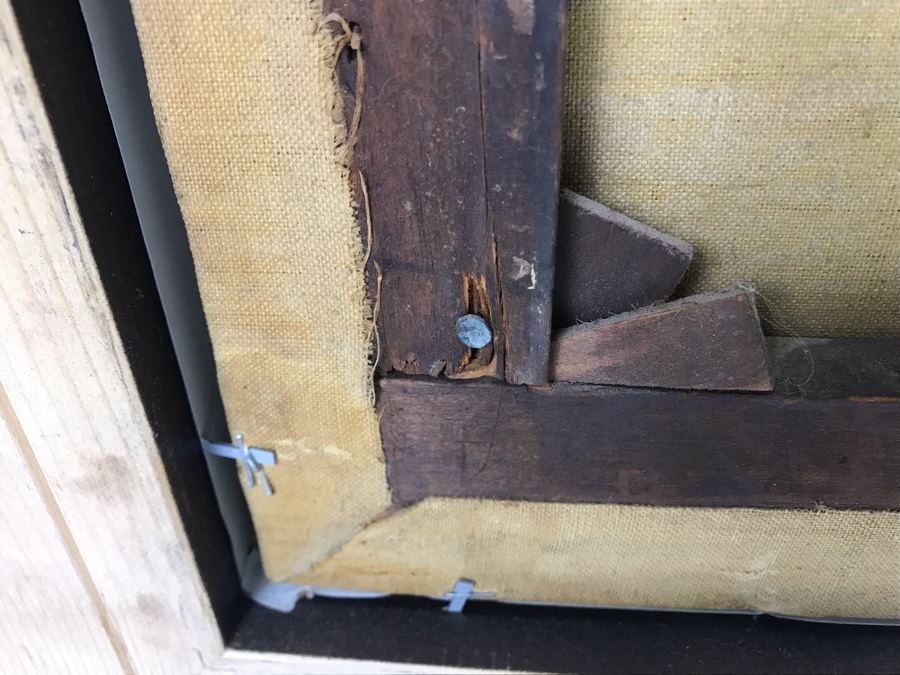 Old Signed Original Painting Of Canal Scene With A. Pierce Label On Back In Wooden Italian Frame - LJE [Photo 17]