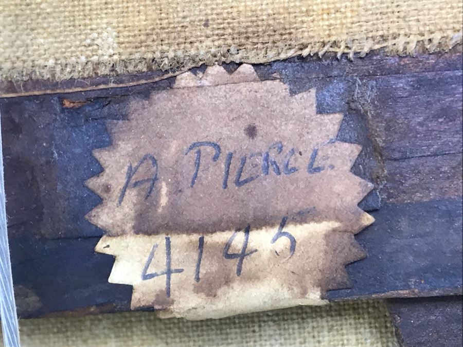 Old Signed Original Painting Of Canal Scene With A. Pierce Label On Back In Wooden Italian Frame - LJE [Photo 13]