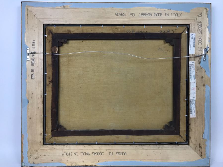 Old Signed Original Painting Of Canal Scene With A. Pierce Label On Back In Wooden Italian Frame - LJE [Photo 9]