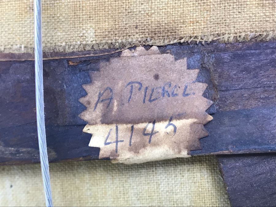 Old Signed Original Painting Of Canal Scene With A. Pierce Label On Back In Wooden Italian Frame - LJE [Photo 12]