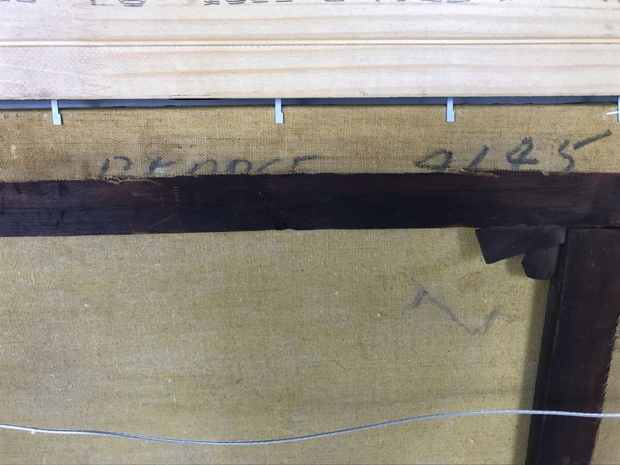 Old Signed Original Painting Of Canal Scene With A. Pierce Label On Back In Wooden Italian Frame - LJE [Photo 15]