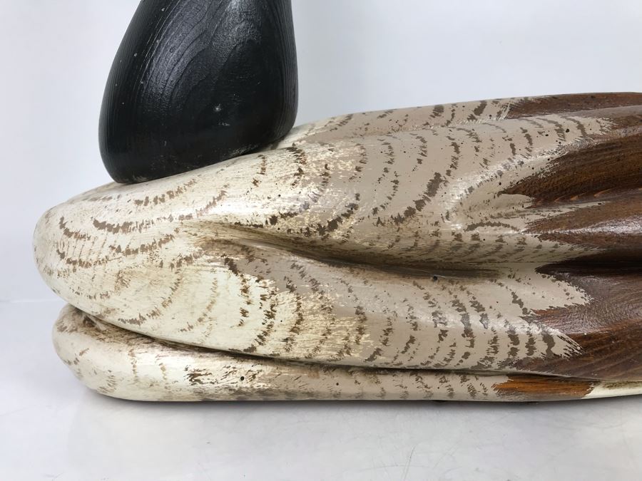Huge Hand Carved Solid Wood Goose Hand Painted Signed R. Beauchamp Underneath 30L X 17H - LJE [Photo 4]
