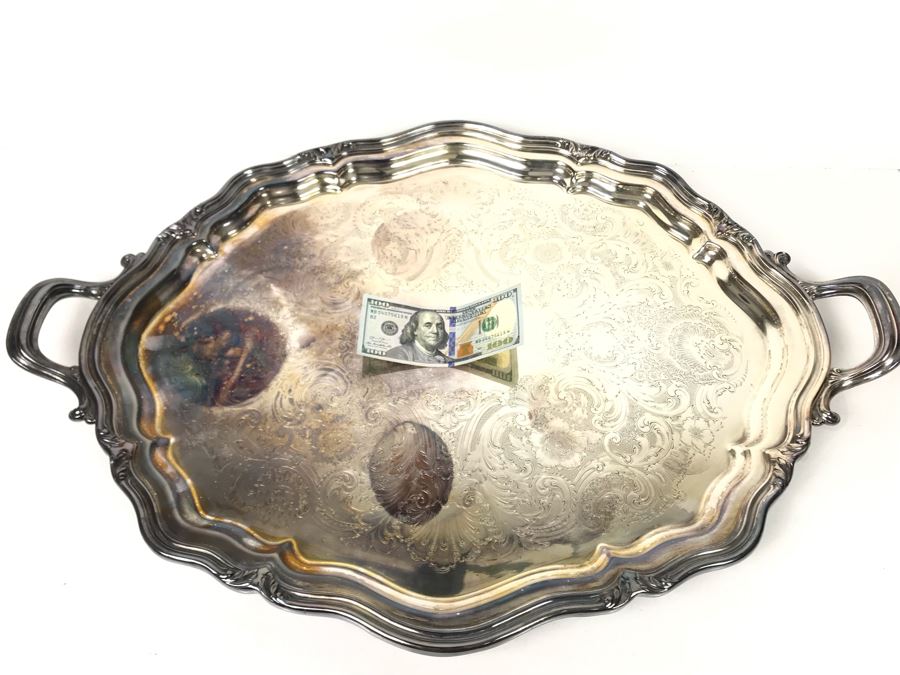 Large Reed & Barton Silverplate Tray Winthrop 30 X 21 - LJE [Photo 2]