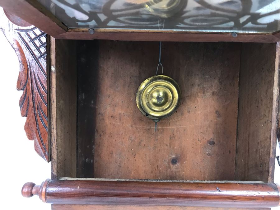 Vintage Wooden Inlay Wall Clock 17W X 28H - LJE [Photo 5]