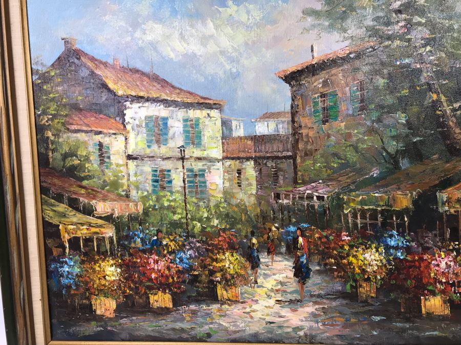 Original Signed Oil Painting On Canvas Signed Jean M. 36 X 24 - LJE