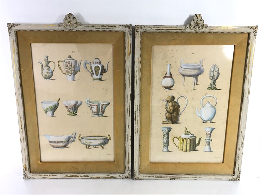 Pair Of P. (Paul) Fourdrinier (1698-1758) Etchings In Vintage Italian Frames 18.5 X 28 - LJE