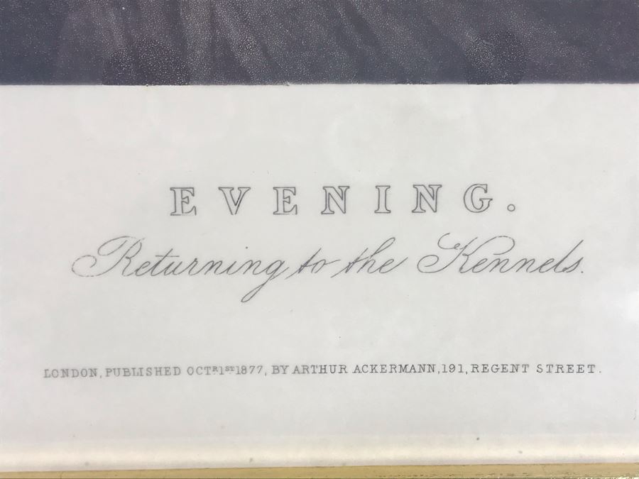 E. G. Hester Etching Based On Painting By E.A.S. Douglas Titled 'Evening - Returning To The Kennels' London, England Published 1877 By Arthur Ackermann In Classy Frame 28 X 34 - LJE [Photo 11]