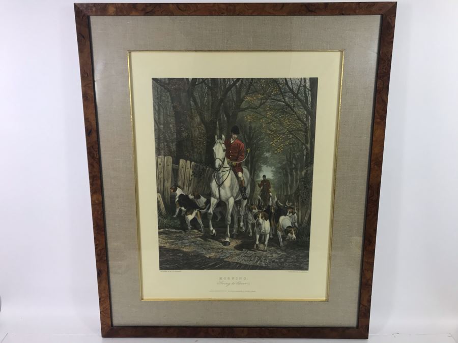 E. G. Hester Etching Based On Painting By E.A.S. Douglas Titled 'Morning - Going To Cover' London, England Published 1877 By Arthur Ackermann In Classy Frame 28 X 34 - LJE [Photo 3]