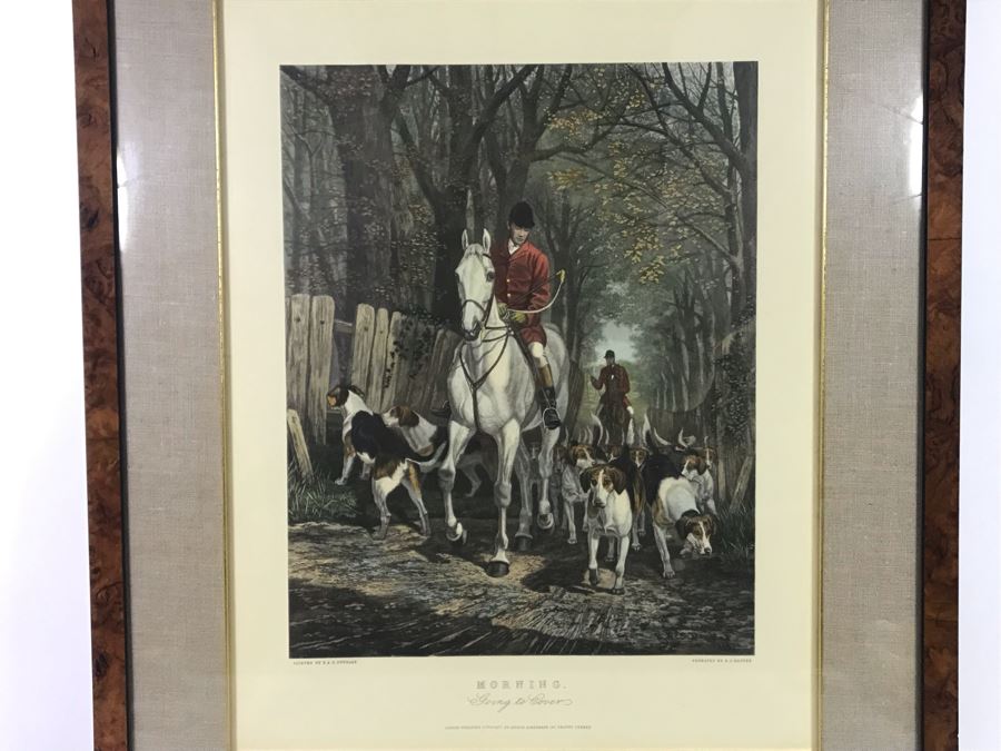 E. G. Hester Etching Based On Painting By E.A.S. Douglas Titled 'Morning - Going To Cover' London, England Published 1877 By Arthur Ackermann In Classy Frame 28 X 34 - LJE [Photo 6]
