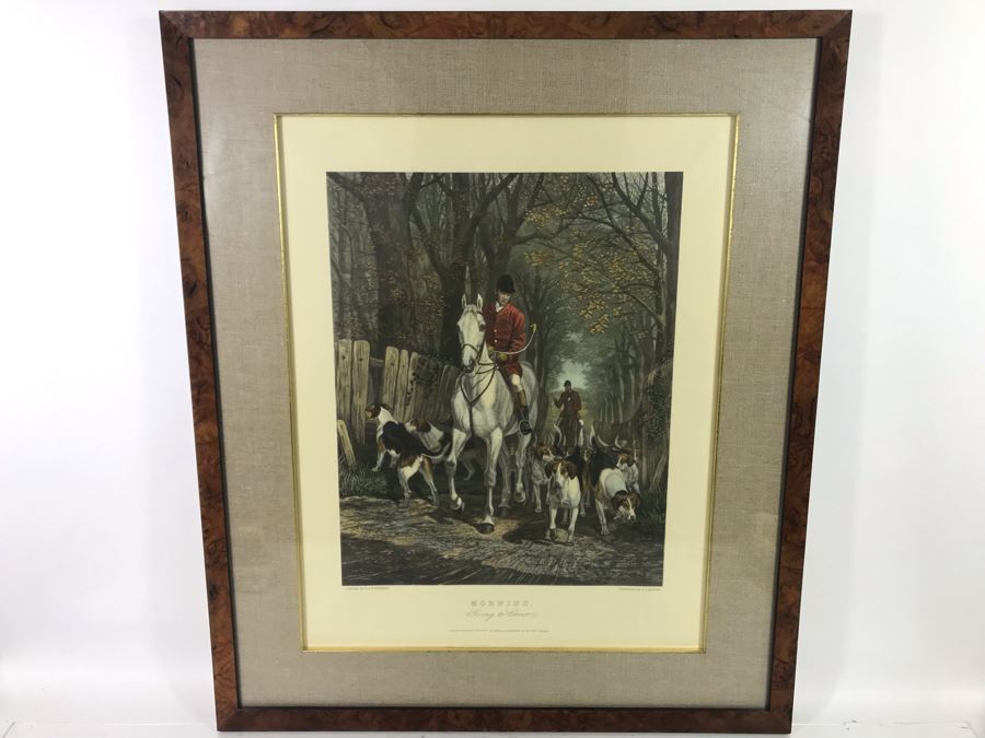 E. G. Hester Etching Based On Painting By E.A.S. Douglas Titled 'Morning - Going To Cover' London, England Published 1877 By Arthur Ackermann In Classy Frame 28 X 34 - LJE [Photo 1]