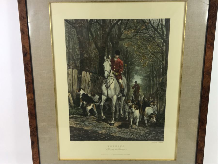 E. G. Hester Etching Based On Painting By E.A.S. Douglas Titled 'Morning - Going To Cover' London, England Published 1877 By Arthur Ackermann In Classy Frame 28 X 34 - LJE [Photo 4]