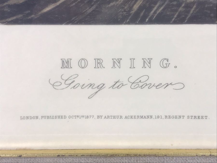 E. G. Hester Etching Based On Painting By E.A.S. Douglas Titled 'Morning - Going To Cover' London, England Published 1877 By Arthur Ackermann In Classy Frame 28 X 34 - LJE [Photo 11]