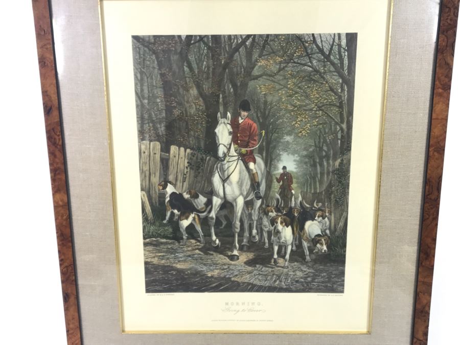 E. G. Hester Etching Based On Painting By E.A.S. Douglas Titled 'Morning - Going To Cover' London, England Published 1877 By Arthur Ackermann In Classy Frame 28 X 34 - LJE [Photo 2]