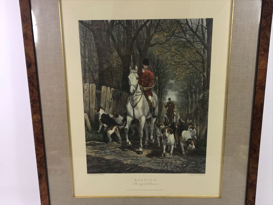 E. G. Hester Etching Based On Painting By E.A.S. Douglas Titled 'Morning - Going To Cover' London, England Published 1877 By Arthur Ackermann In Classy Frame 28 X 34 - LJE [Photo 5]