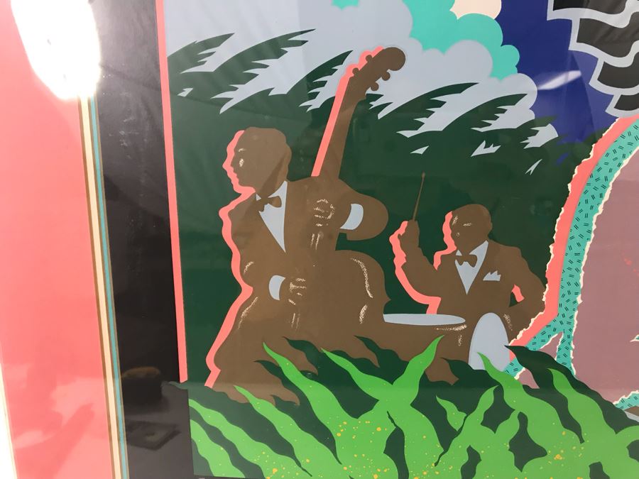 Hand Signed Hugh Ricks Limited Edition New Orleans Jazz & Heritage Festival 1987 In Acrylic Frame 26 X 27 - LJE [Photo 4]