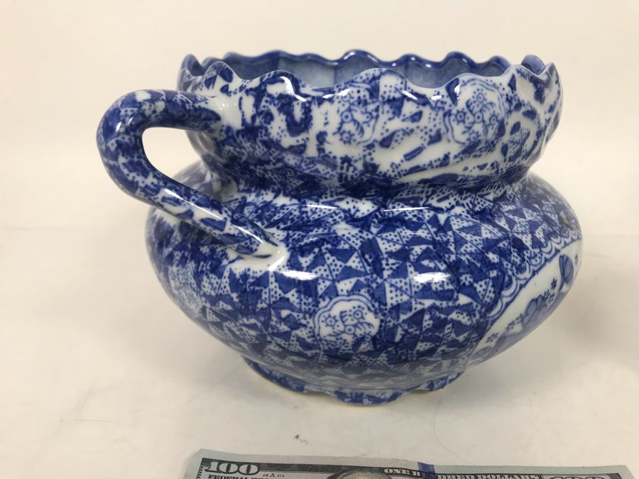 Set Of (3) Decorative Chinese Blue And White Bowls And Vessel - Bowl On Right Is Signed - LJE [Photo 9]