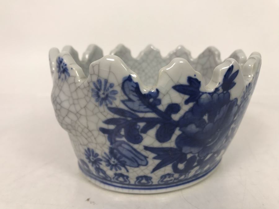 Set Of (3) Decorative Chinese Blue And White Bowls And Vessel - Bowl On Right Is Signed - LJE [Photo 14]