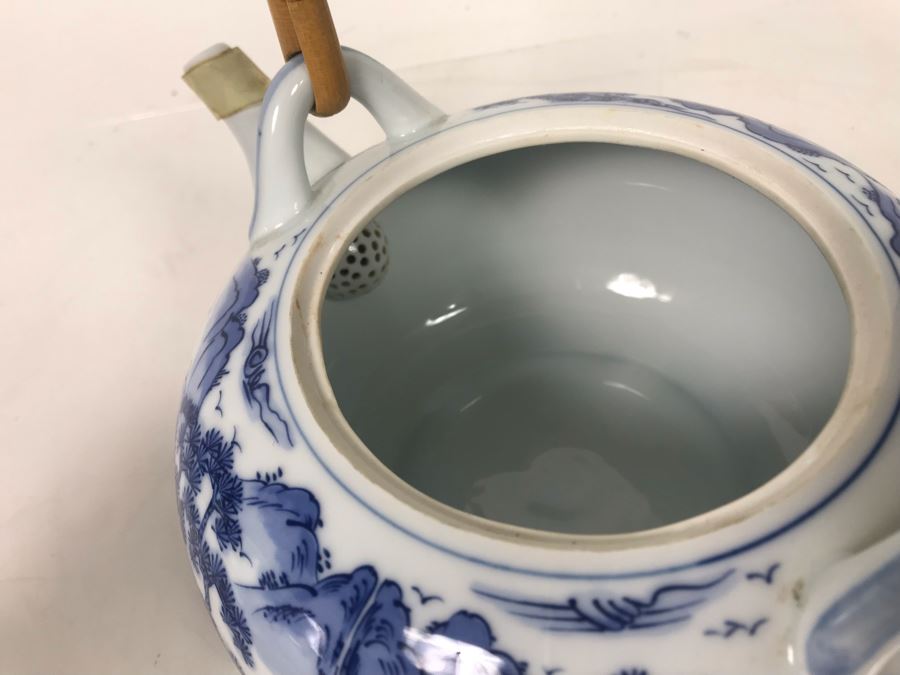 Signed Japanese Blue And White Porcelain Teapot - LJE [Photo 7]