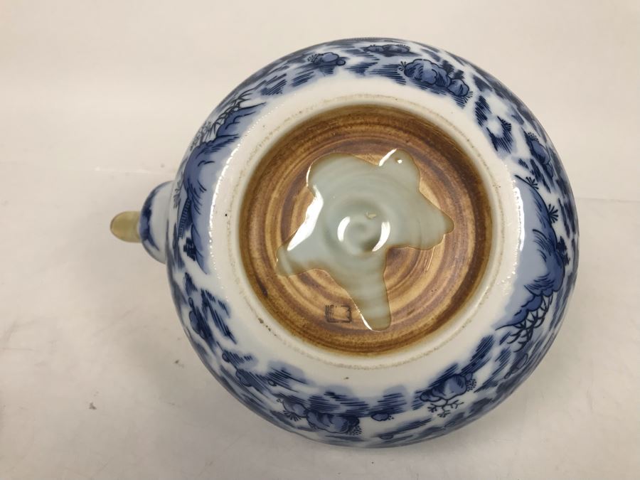 Signed Japanese Blue And White Porcelain Teapot - LJE [Photo 8]