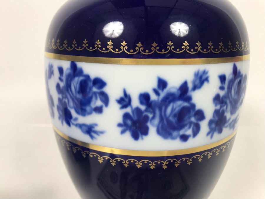 Pair Of Chinese Cloisonne Cups And German Royal Porzellan KPM Echt Cobalt Vase 8H - LJE [Photo 6]