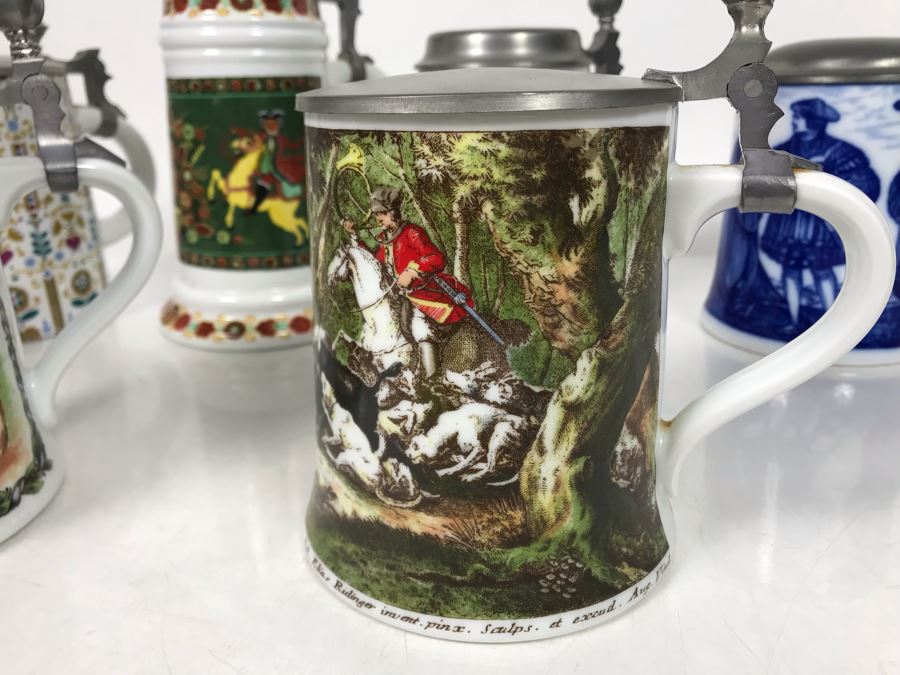 Collection Of (6) Vintage German Beer Steins Some Kaiser - LJE [Photo 7]