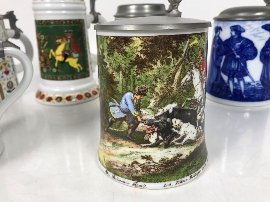 Collection Of (6) Vintage German Beer Steins Some Kaiser - LJE [Photo 6]