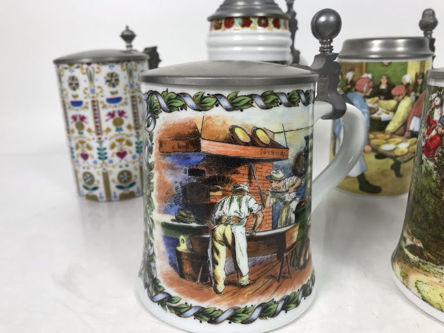 Collection Of (6) Vintage German Beer Steins Some Kaiser - LJE [Photo 4]