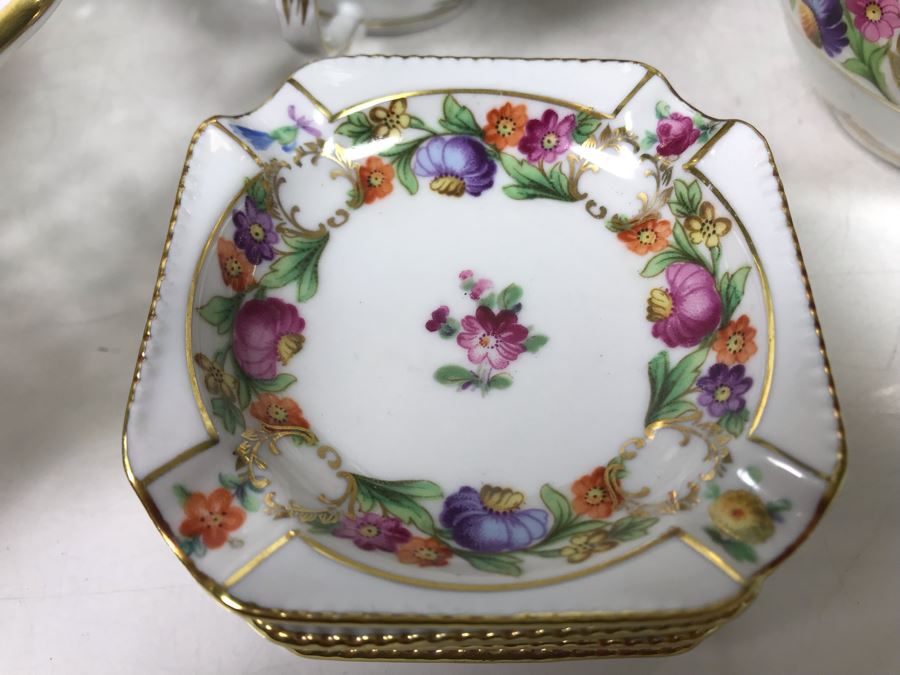 Golden Crown E&R Schumann Germany Empress Dresden Flowers Gold Rim China Set Apx 70 Pieces - LJE [Photo 4]