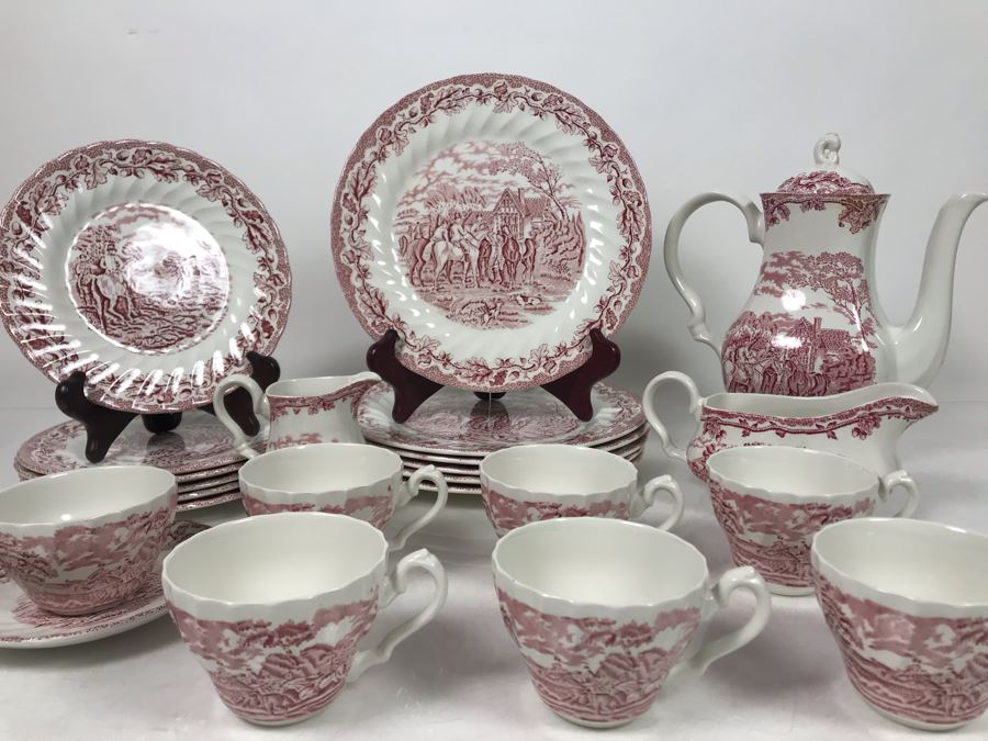 Myotts 'Country Life' Hand Engraved English Scenes Fine Staffordshite Ware Made In England China Set Apx 24 Pieces [Photo 3]