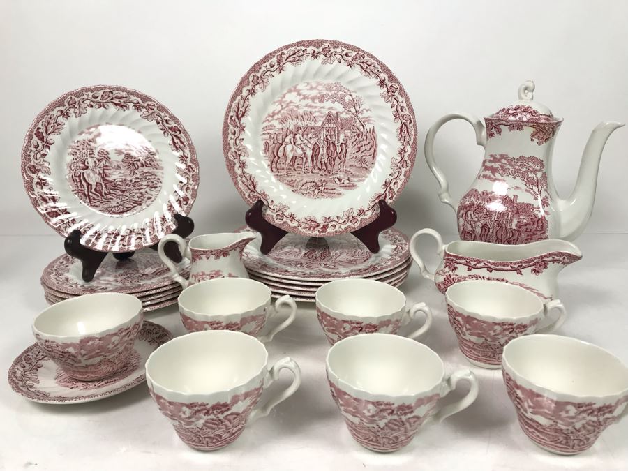 Myotts 'Country Life' Hand Engraved English Scenes Fine Staffordshite Ware Made In England China Set Apx 24 Pieces [Photo 5]