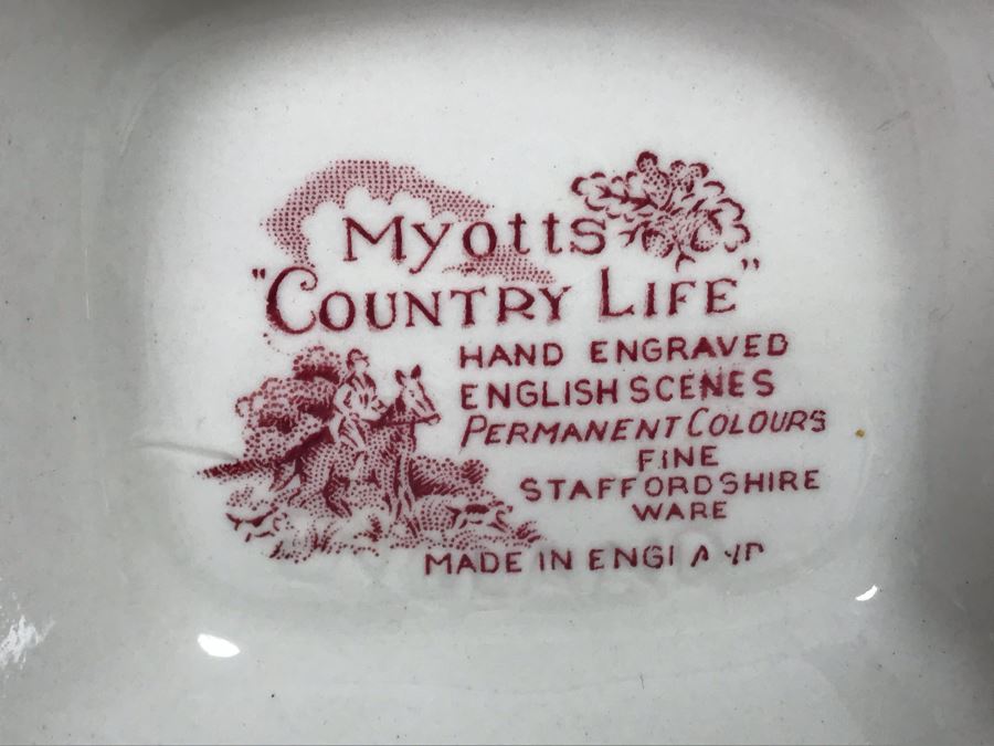 Myotts 'Country Life' Hand Engraved English Scenes Fine Staffordshite Ware Made In England China Set Apx 24 Pieces [Photo 18]