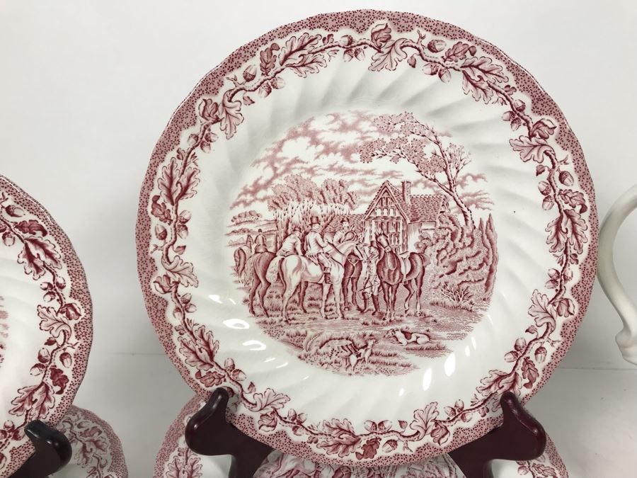 Myotts 'Country Life' Hand Engraved English Scenes Fine Staffordshite Ware Made In England China Set Apx 24 Pieces [Photo 8]
