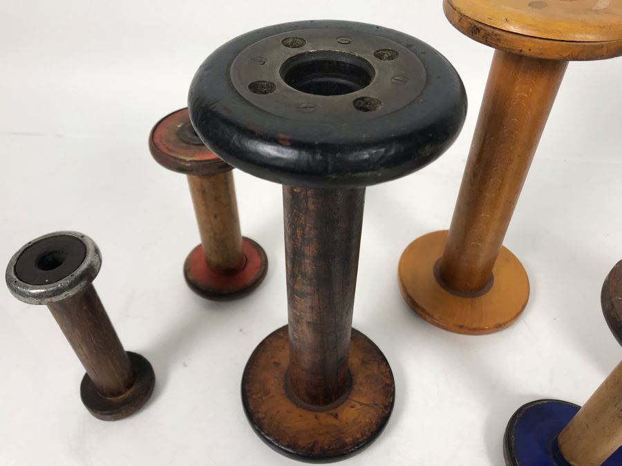 Vintage Wooden Spools And Antique Cast Iron Pink Iron [Photo 6]