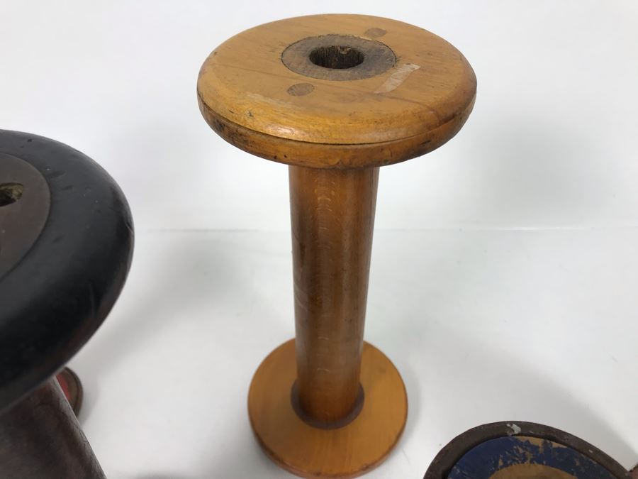 Vintage Wooden Spools And Antique Cast Iron Pink Iron [Photo 9]