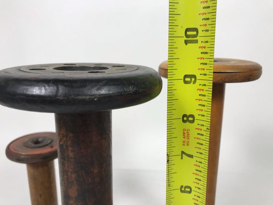 Vintage Wooden Spools And Antique Cast Iron Pink Iron [Photo 10]