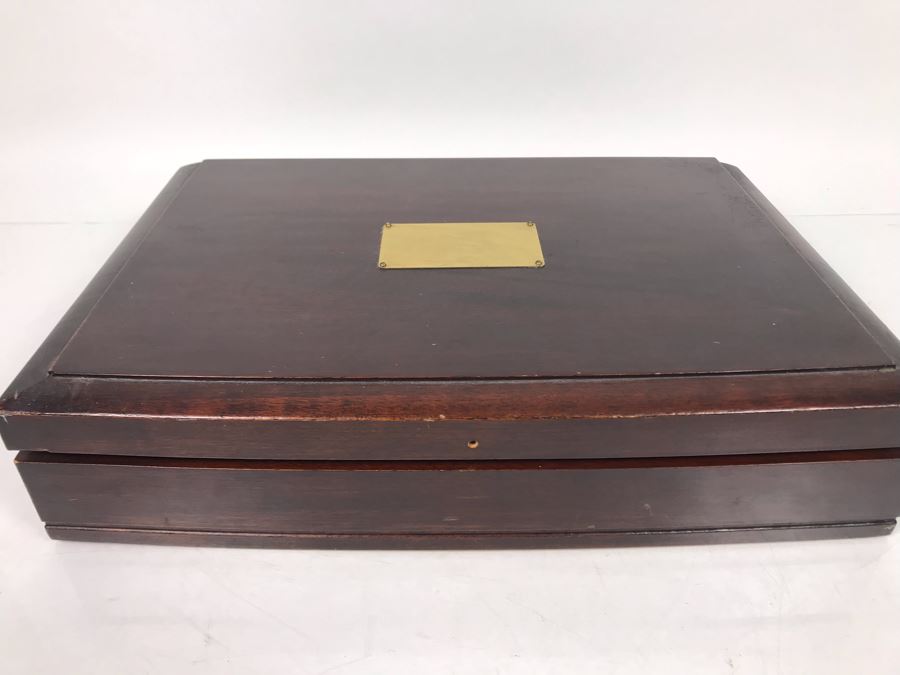 Collection Of Various Silverplate Serving Pieces With Wooden Silverware Storage Box [Photo 7]