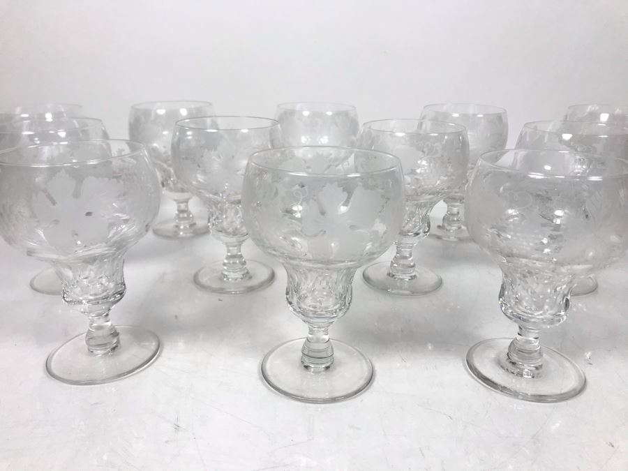 (12) Vintage 1959 Fine Cut Italian Crystal Stemware Glasses Signed VSL 5.5H - LJE [Photo 3]