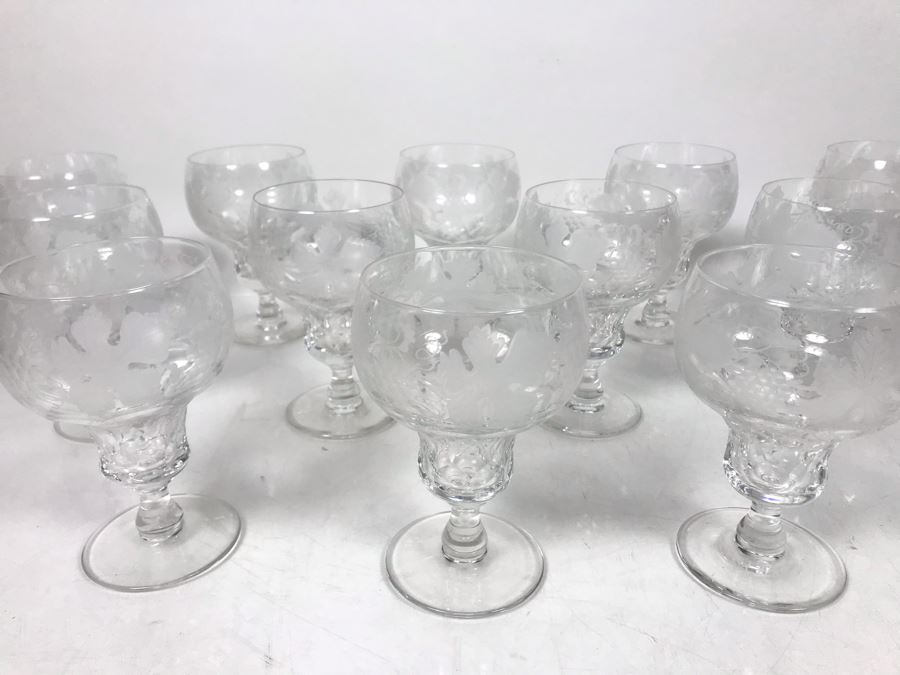 (12) Vintage 1959 Fine Cut Italian Crystal Stemware Glasses Signed VSL 5.5H - LJE [Photo 4]