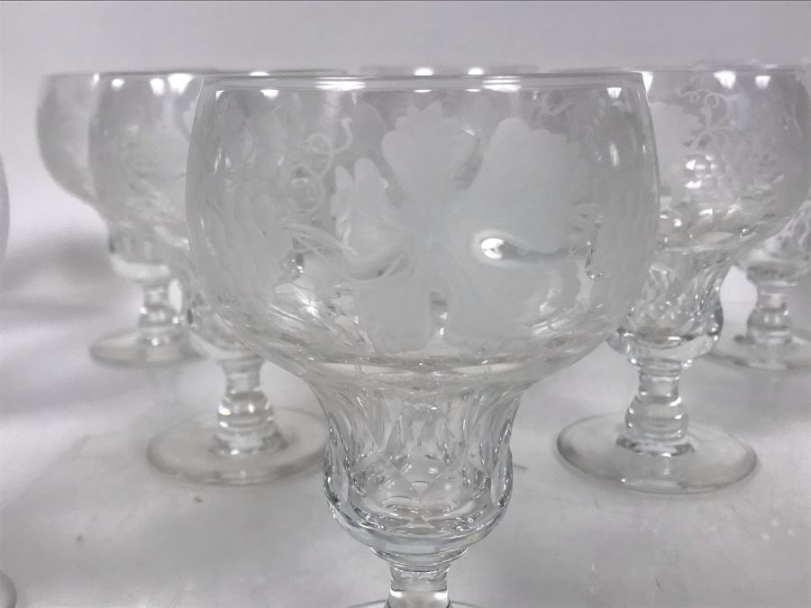 (12) Vintage 1959 Fine Cut Italian Crystal Stemware Glasses Signed VSL 5.5H - LJE [Photo 5]