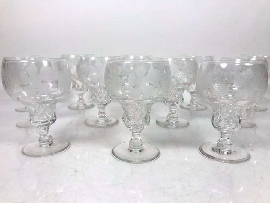 (12) Vintage 1959 Fine Cut Italian Crystal Stemware Glasses Signed VSL 5.5H - LJE [Photo 2]