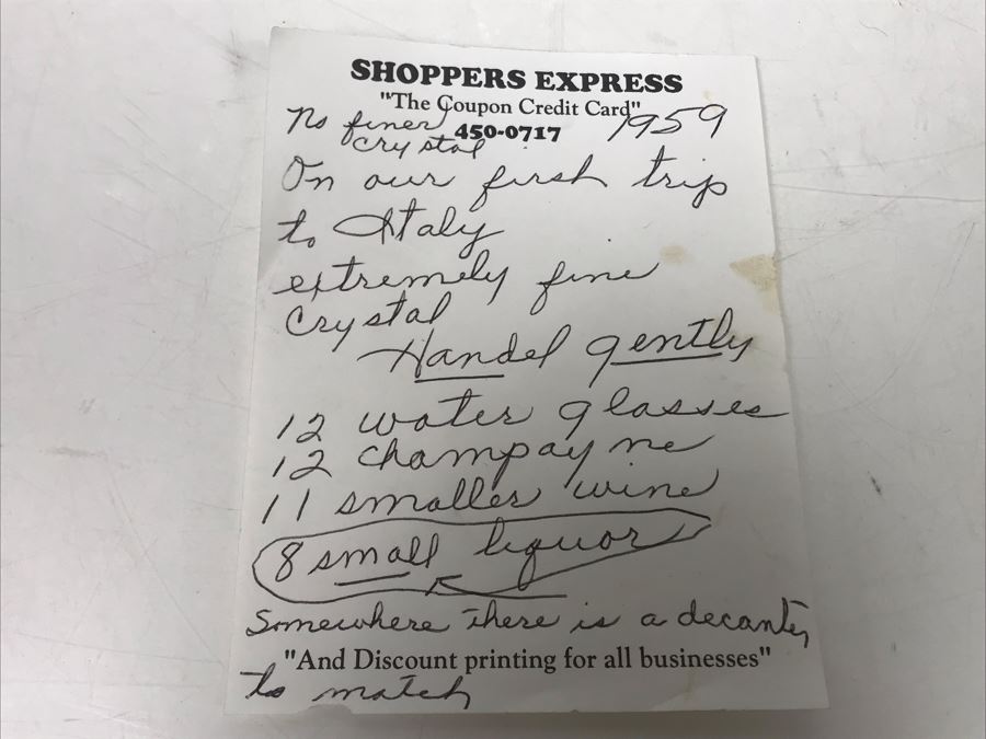 (12) Vintage 1959 Fine Cut Italian Crystal Stemware Glasses Signed VSL 5.5H - LJE [Photo 10]