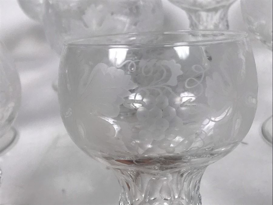 (12) Vintage 1959 Fine Cut Italian Crystal Stemware Glasses Signed VSL 5.5H - LJE [Photo 6]