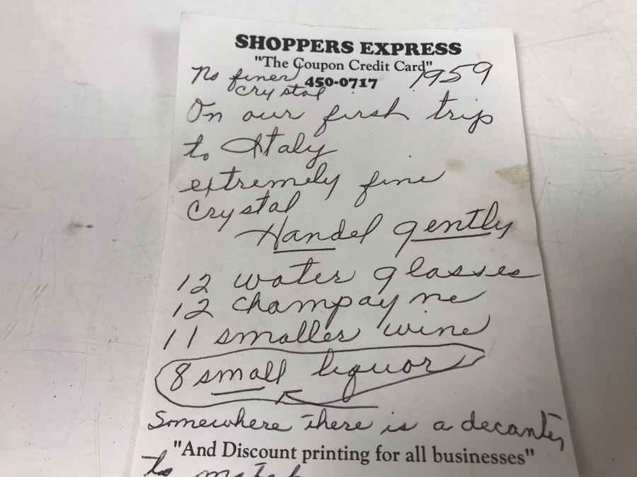 (12) Vintage 1959 Fine Cut Italian Crystal Stemware Glasses 4H - LJE [Photo 7]