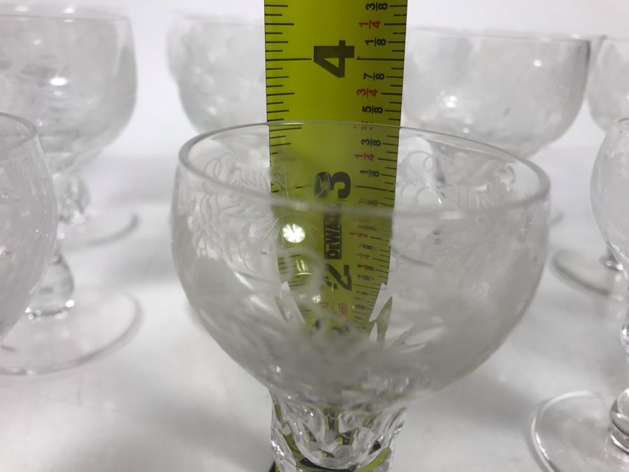 Vintage 1959 Fine Cut Italian Crystal Stemware Glasses (5) - 3.5H / (10) - 4H - LJE [Photo 7]