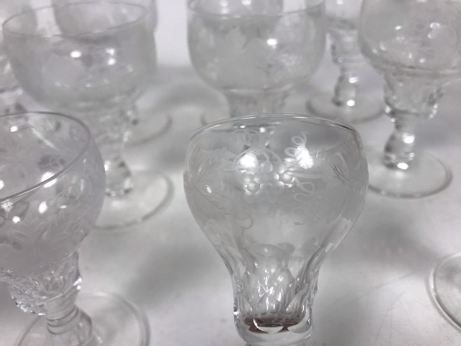 Vintage 1959 Fine Cut Italian Crystal Stemware Glasses (5) - 3.5H / (10) - 4H - LJE [Photo 6]